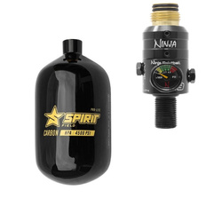 Zestaw Butli Spirit Field HPA Pro-Lite Carbon Tank 4.5k 68ci/1,1L oraz Regulatora Ninja Pro V3 (brass)